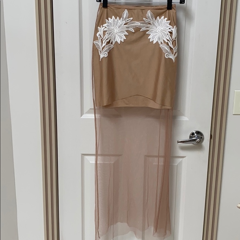 For love and lemons silk and mesh detailed skirt
